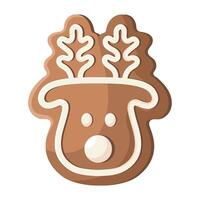 Gingerbread cookies. Winter homemade sweet in shape of Christmas deer. Cartoon Vector illustration