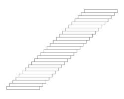 Walking up stairway black and white 2D cartoon object. Corporate steps. Long stairs isolated vector outline item. Climbing upstairs. Up and down structure monochromatic flat spot illustration