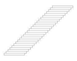 Walking up stairway black and white 2D cartoon object. Corporate steps. Long stairs isolated vector outline item. Climbing upstairs. Up and down structure monochromatic flat spot illustration