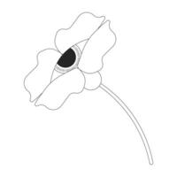 Eyeball flower with stem black and white 2D line cartoon object. Mystical plant. Blossom spiritual imagination isolated vector outline item. Fantasy hallucination monochromatic flat spot illustration