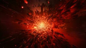 Explosion with red lighting. Generative AI photo