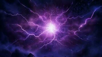 Explosion with purple lighting. Generative AI photo