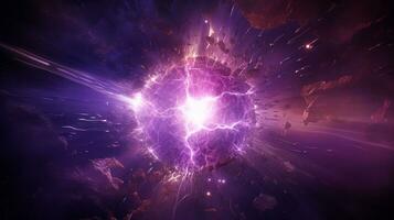Explosion with purple lighting. Generative AI photo