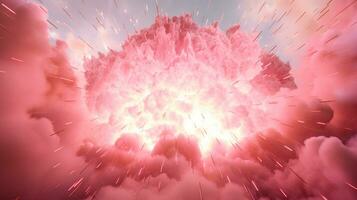 Explosion with pink lighting. Generative AI photo