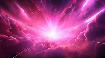 Explosion with pink lighting. Generative AI photo