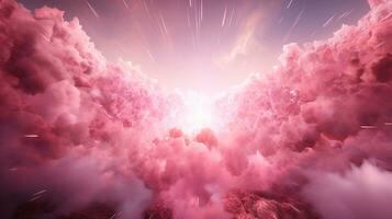 Explosion with pink lighting. Generative AI photo