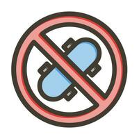 No Skating Vector Thick Line Filled Colors Icon For Personal And Commercial Use.