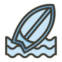 Surfing Vector Thick Line Filled Colors Icon For Personal And Commercial Use.