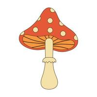 Hippie groovy mushroom. Retro psychedelic cartoon element. Vector illustration isolated on white background.