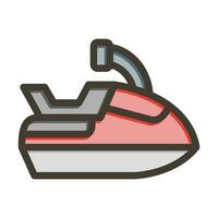 Jet Ski Vector Thick Line Filled Colors Icon For Personal And Commercial Use.