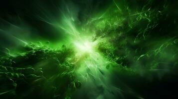 Explosion with green lighting. Generative AI photo