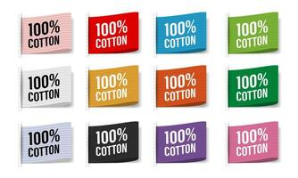 Relistic fabric labels colors set collection on white background vector