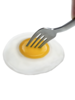 fried egg in fork, transparent background png