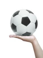 Human hand holding a football, transparent background png
