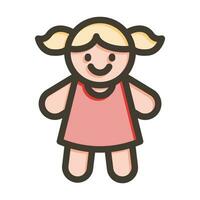 Doll Vector Thick Line Filled Colors Icon For Personal And Commercial Use.