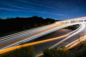 ligero caminos a noche antecedentes. ai generativo Pro foto