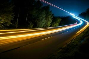 ligero caminos a noche antecedentes. ai generativo Pro foto