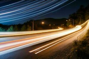 ligero caminos a noche antecedentes. ai generativo Pro foto