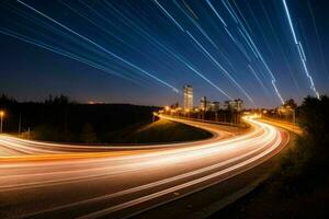 ligero caminos a noche antecedentes. ai generativo Pro foto