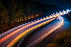 ligero caminos a noche antecedentes. ai generativo Pro foto