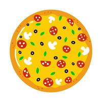 Pizza character. Vector hand drawn cartoon kawaii character illustration icon. Isolated on white background. Pizza character concept