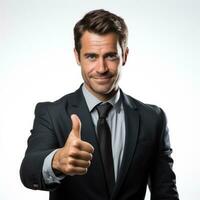 Businessman showing thumb up Isolated on white background AI Generated photo