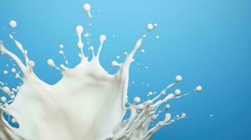 Milk on blue background AI Generated photo