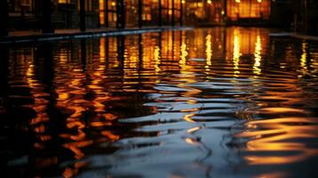 agua reflejado a noche ai generado foto