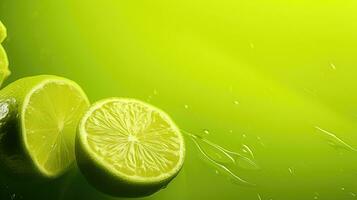 Lime on light lime background AI Generated photo