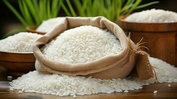 White rice In sack AI Generated photo