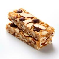 Granola bars Isolated on white background AI Generated photo