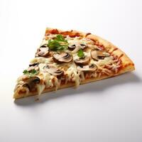 Mushroom pizza slice Isolated on white background AI Generated photo