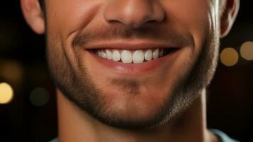 un hombre Perfecto sonrisa ai generado foto