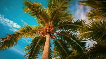 Tropical palm tree background AI Generated photo