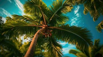 Tropical palm tree background AI Generated photo