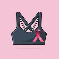 Pink Ribbon Breast Cancer Awareness Month of October Vector Design. Sports Bra with Pink Ribbon illustration.