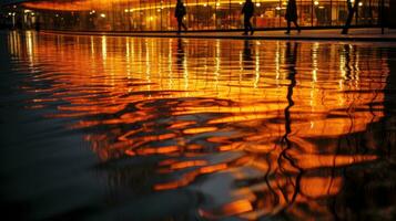 agua reflejado a noche ai generado foto