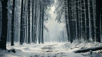 Snowy forest background AI Generated photo