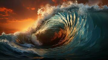 grande mar ola ai generado foto