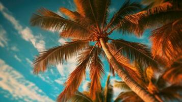 Tropical palm tree background AI Generated photo