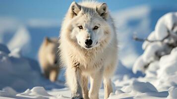 Arctic wolf walking in snow AI Generated photo