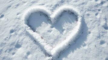 Heart drawn in the snow AI Generated photo