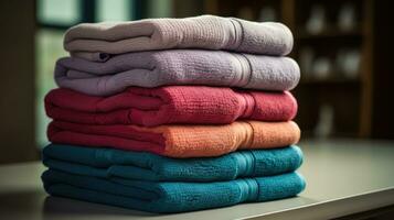 Stack of towels AI Generated photo