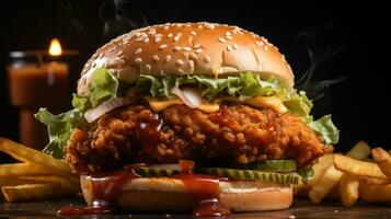 Crispy chicken burger AI Generated photo