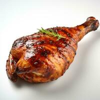 Grilled bbq chicken leg Isolated on white background AI Generated photo