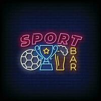 Neon Sign sport bar with brick wall background vector