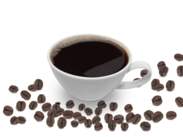 Coffee cup and beans, transparent background png