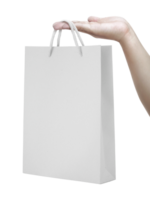 paper bag on human hands, transparent background png