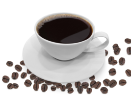 Coffee cup and beans, transparent background png