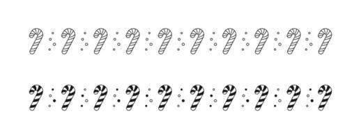 Christmas themed decorative border and text divider, Candy Cane Pattern Outline and Silhouette. Vector Illustration.